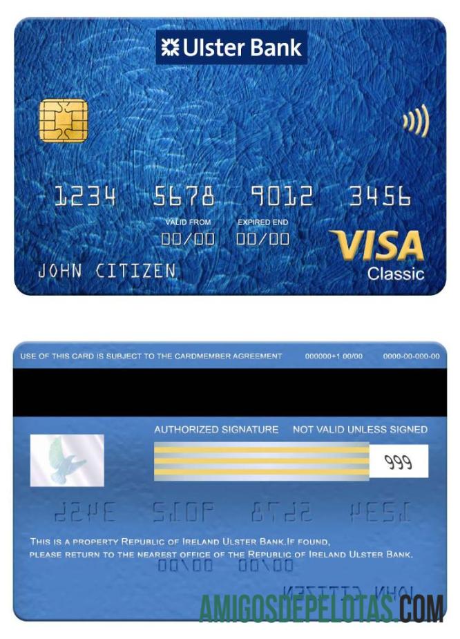 Republic Of Ireland Ulster Bank Visa Classic Card download for verification